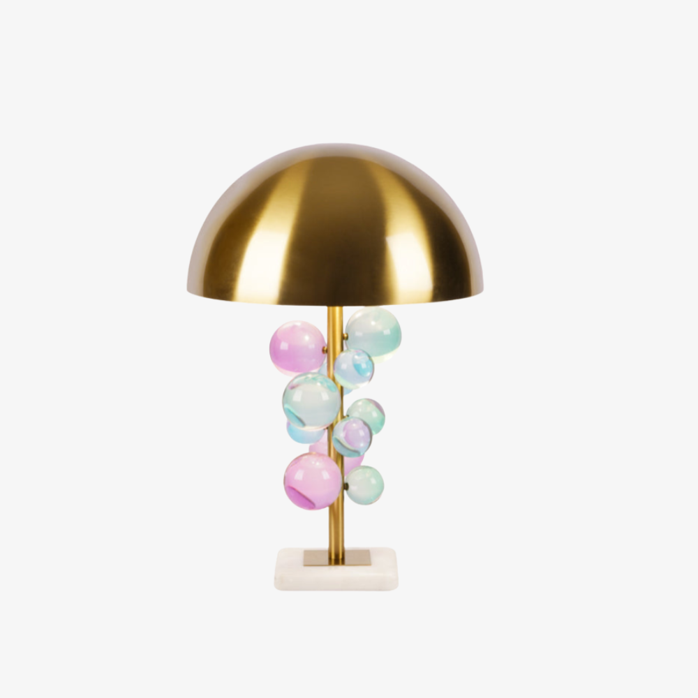 Skulpturale Glascluster-Akzentlampe mit Marmorsockel – Art Deco Metall-Wandleuchte