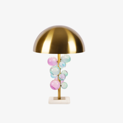 Sculptural Glass Cluster Accent Lamp with Marble Base - Art Deco Metallic Sconce