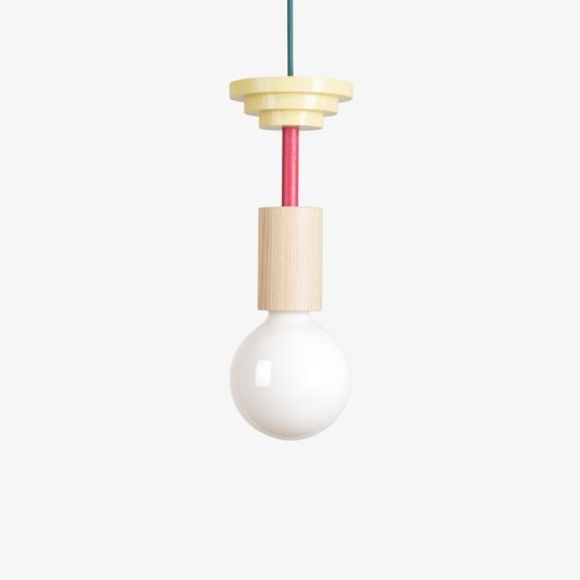 Suspension en bois géométrique nordique - Lampe suspendue orbitale moderne façonnée à la main
