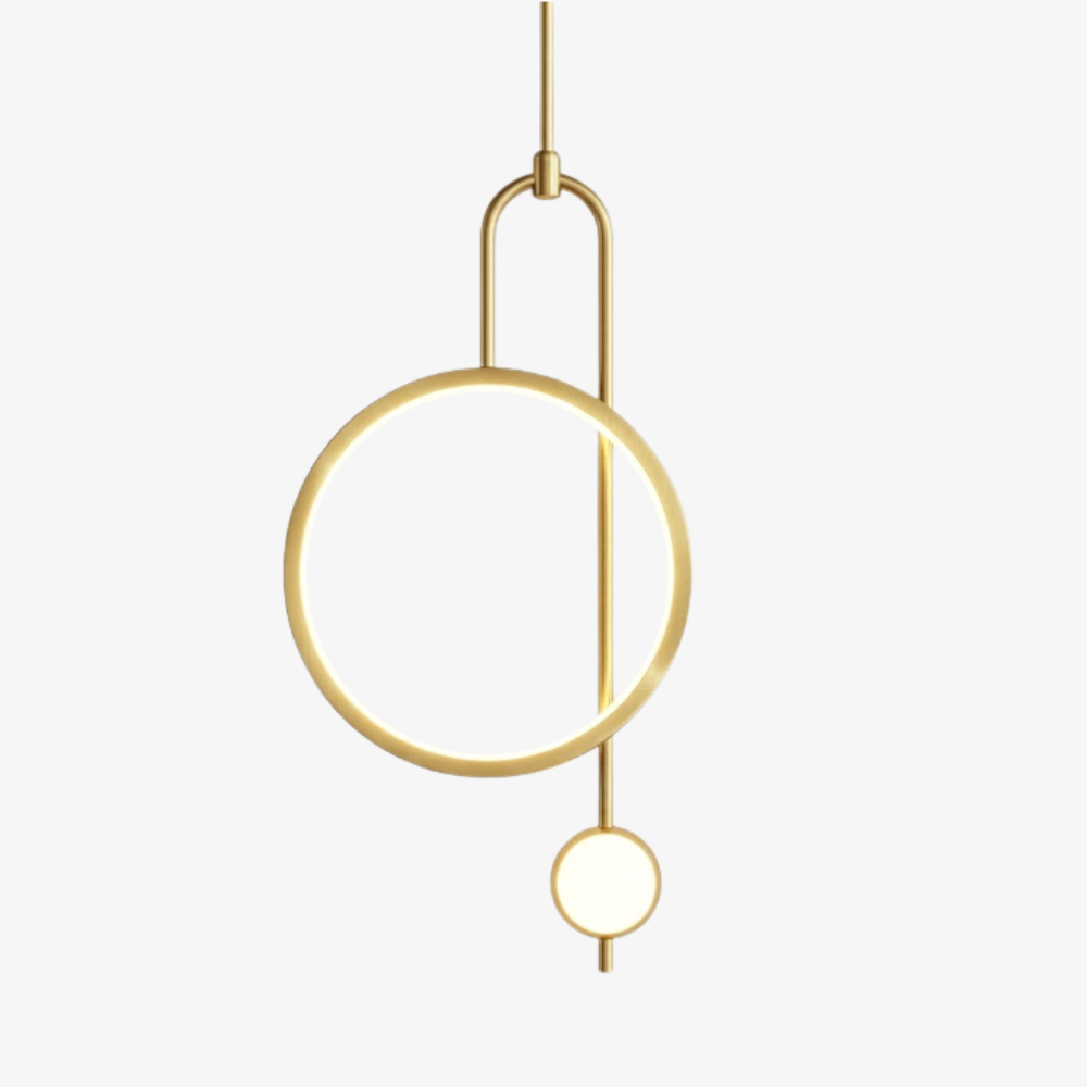 Asymmetrische Ring- und Kugel-Pendelleuchte – Modernes geometrisches Halo-Design