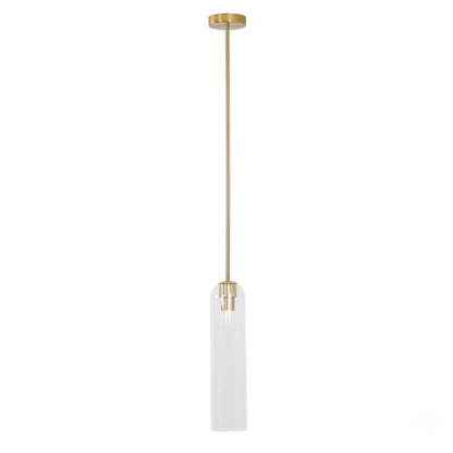 Cylinder Glass Pendant Light with Metal Downrod - Modern Art Deco