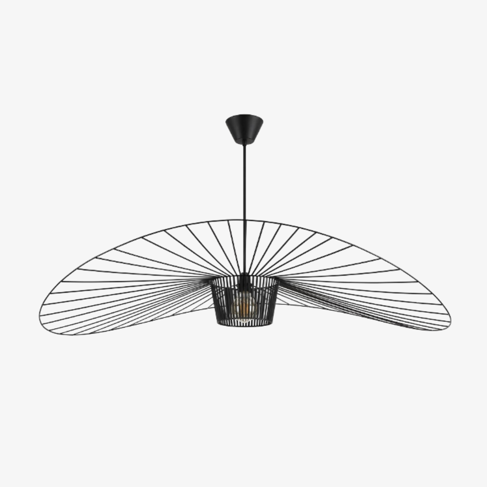 Ribbon Wave Pendant Light with Slotted Metal Frame - Modern Art Deco