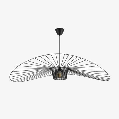 Ribbon Wave Pendant Light with Slotted Metal Frame - Modern Art Deco