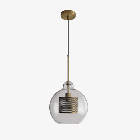 Suspension en verre métallique perforé moderne - Lampe suspendue industrielle à maille superposée