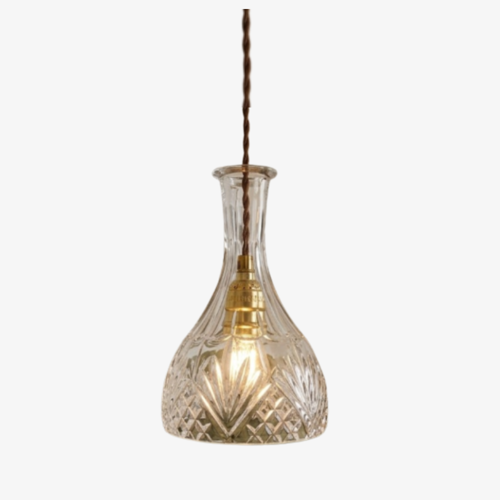 Modern Decanter Cut Glass Pendant Light - Vintage Bottle Style Hanging Lamp