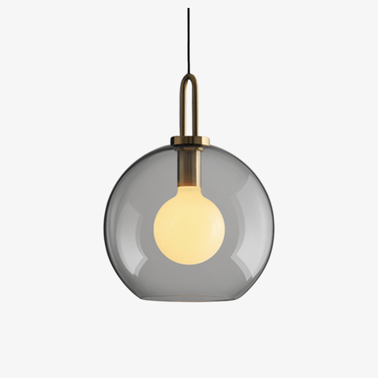 Suspension en verre globe et capsule avec arche en laiton - Style moderne