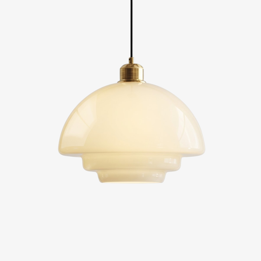 Suspension à couches en verre opale moderne - Lampe suspendue silhouette en escalier Art déco