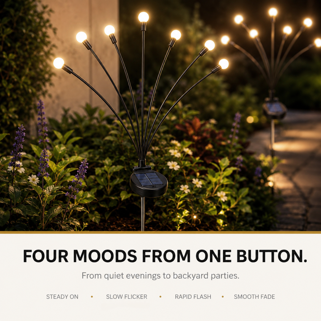 Lunavela Firefly Solar Fairy Lights - Swaying Warm Dusk-to-Dawn Waterproof Garden Stakes