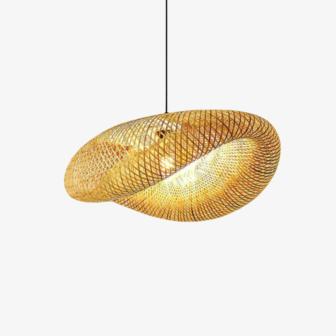Lustre suspendu en rotin moderne - Lampe de plafond en bambou