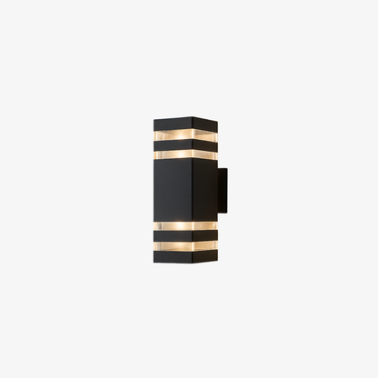 Modern Outdoor Black Box LED Wall Light - Up Down Sconce